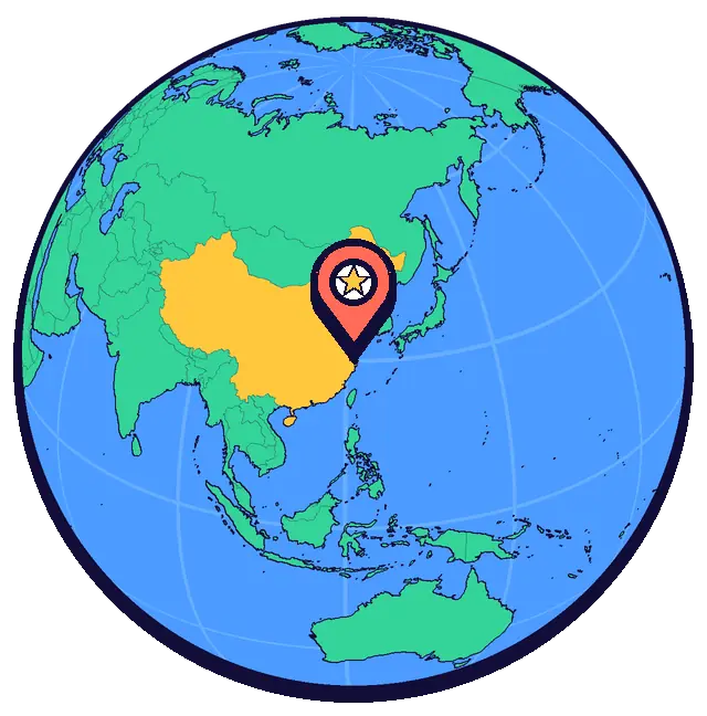 Shanghai marked on a globe