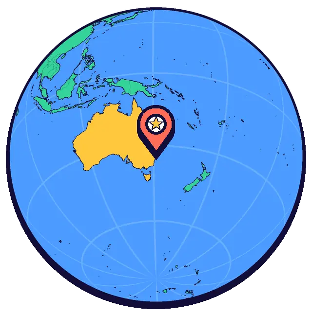 Sydney marked on a globe