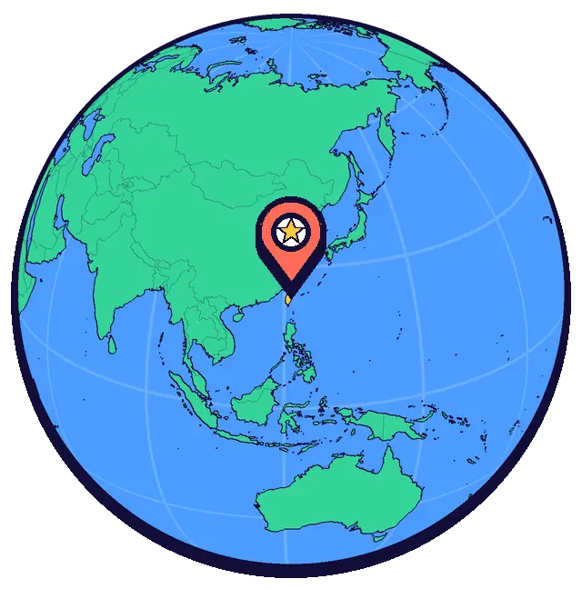 Taipei marked on a globe