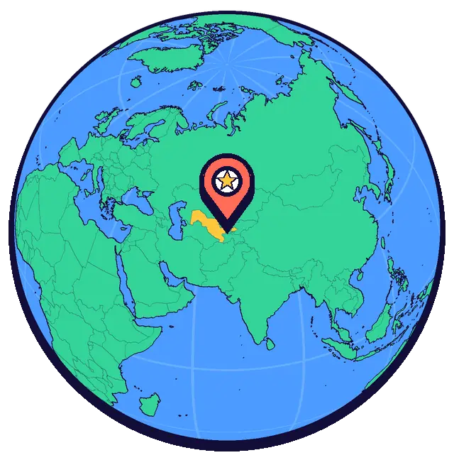 Tashkent marked on a globe
