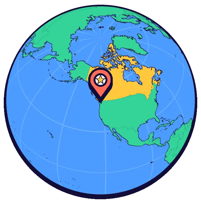 Vancouver marked on a globe
