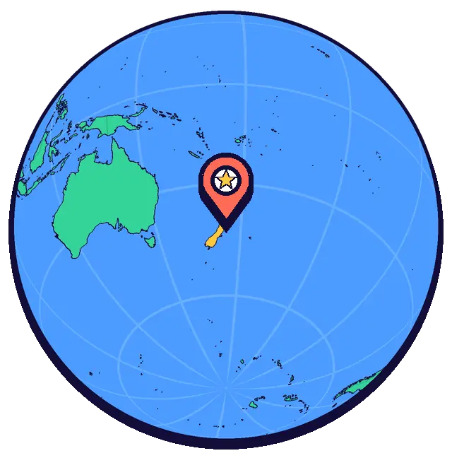 Wellington marked on a globe