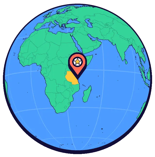 Zanzibar marked on a globe